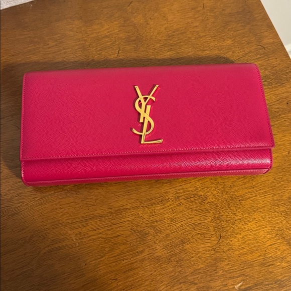 Yves Saint Laurent Classic Monogram Raspberry Pink Clutch - Picture 3 of 10